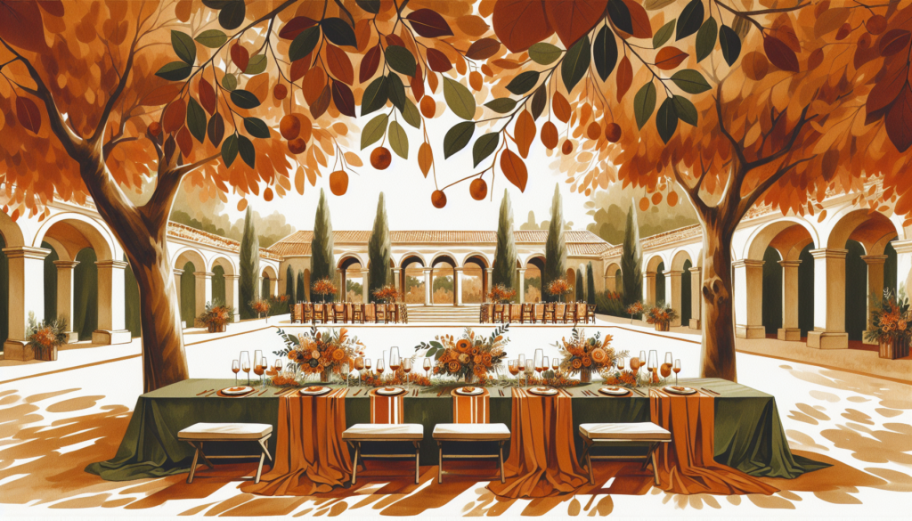 Illustration of earthy shades for autumn weddings