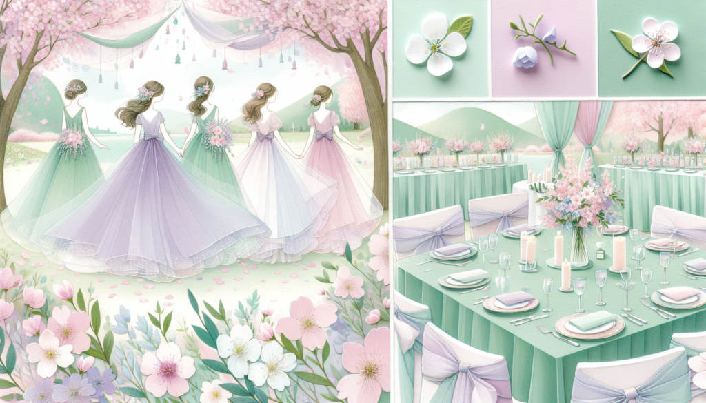 Illustration of pastel palettes for spring weddings